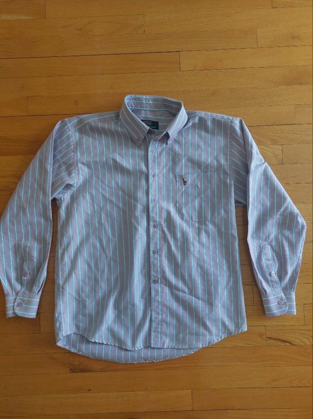 Polo by Ralph Lauren Preppy Purple Shirt with Light Blue Stripes